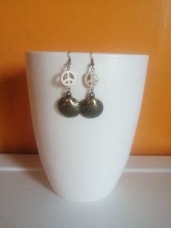 🌸Boucles d'oreilles peace and love et coquillage "Chabada" 🌸