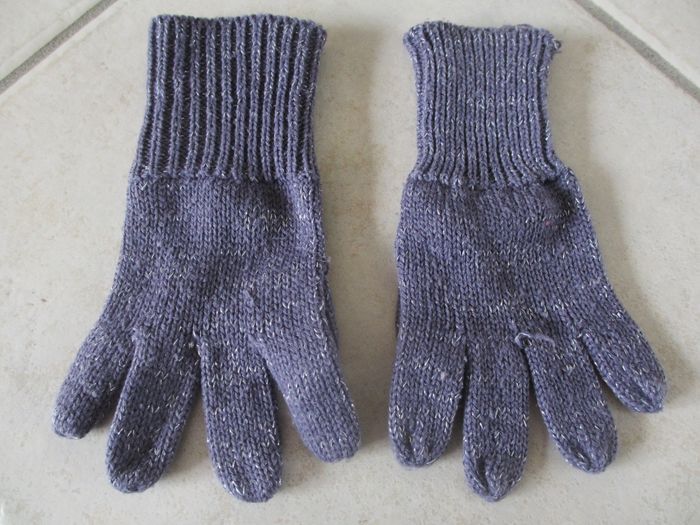 Gants en laine violet grisé avec fil argenté fille 6/8 ans - photo numéro 2