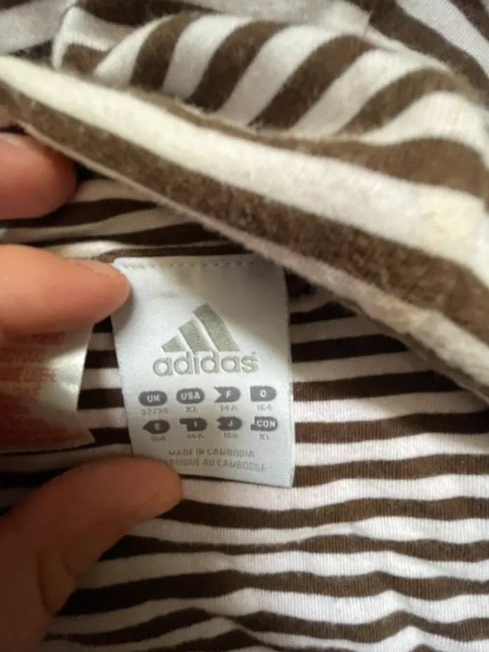 Gilet vintage Adidas marron & blanc – taille 14 ans - photo numéro 6