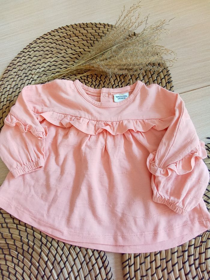 Ensemble jean + tunique abricot avec volants Tape à l'oeil 6 mois - photo numéro 2