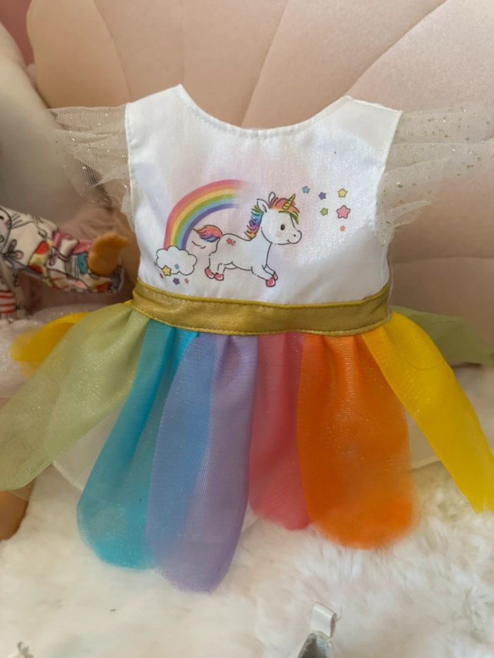 Vêtements poupée 36 cm/ robe avec chaussures licornes - photo numéro 2