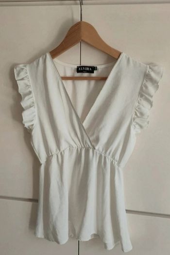 Haut blanc ecru à volants Elvira – Style Romantique/Boho – Taille S/M