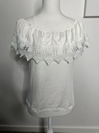 Blouse en dentelle blanche style bohème chic Vintage T38 M