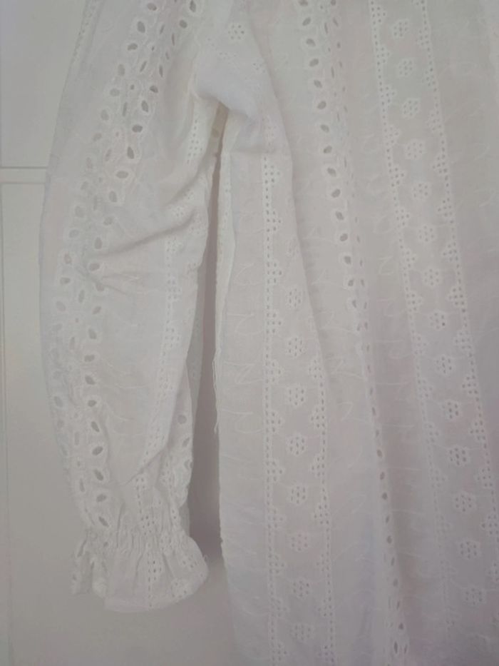 Chemise manches 3/4 broderie blanche - photo numéro 2
