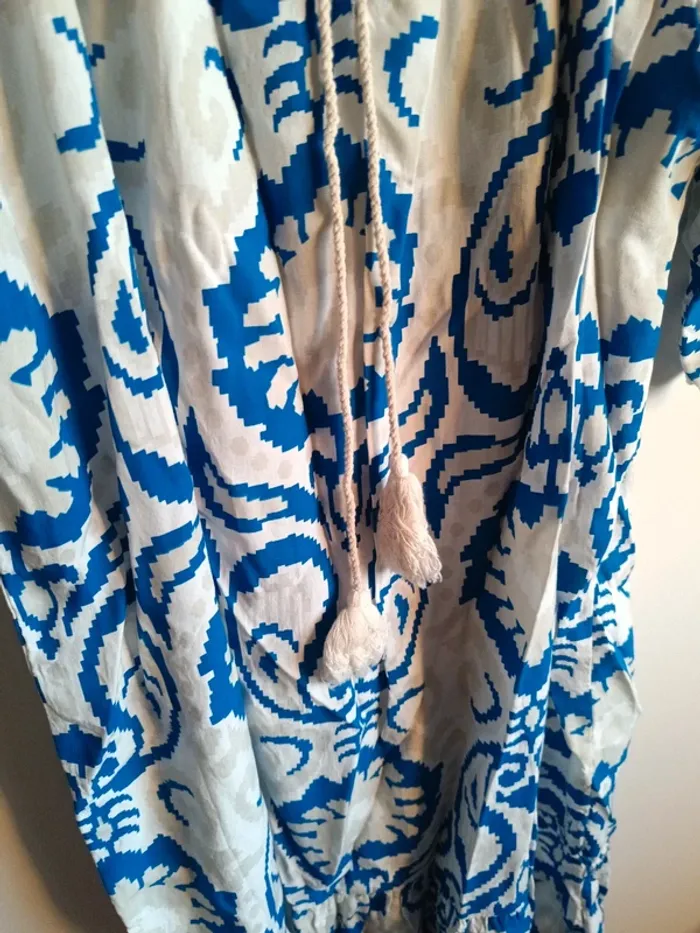 Robe légère blanche bleu et beige - photo numéro 6