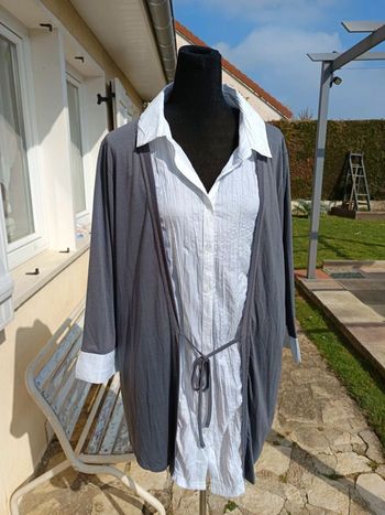 Tunique grise et blanche
