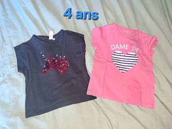 Lot de 2 tshirts sequins 4 ans