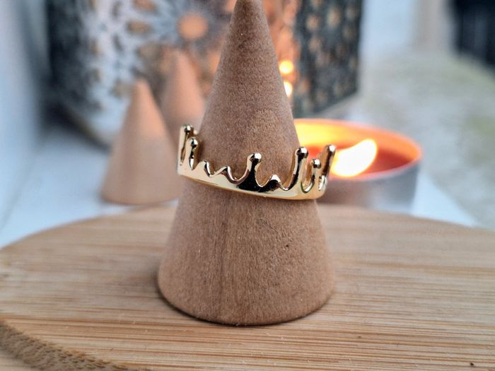 Bague ouverte dorée en acier inoxydable ajustable – Bague de fiançailles, cadeau élégant