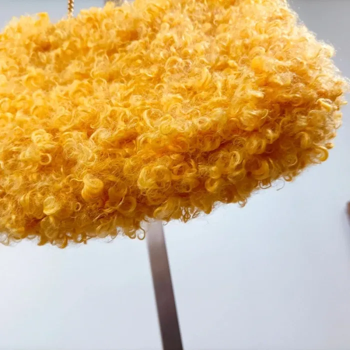 Sac peluche jaune bouclettes à chaîne – look tendance original S021 - photo numéro 6