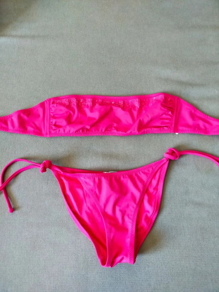 Bikini 2 pièces rose fuchsia à sequins – Haut 85 / Bas 38 – Neuf avec étiquette – Golden Lady - photo numéro 12