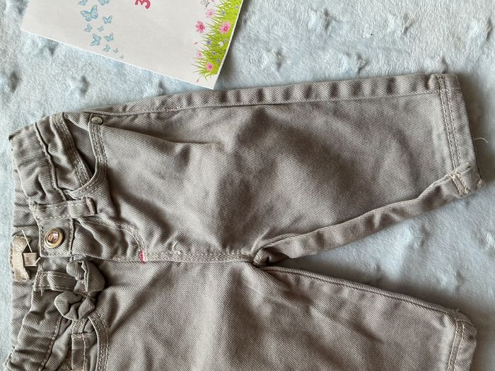 jean gris taille réglable noeud a la ceinture 3 mois grain de blé - photo numéro 5