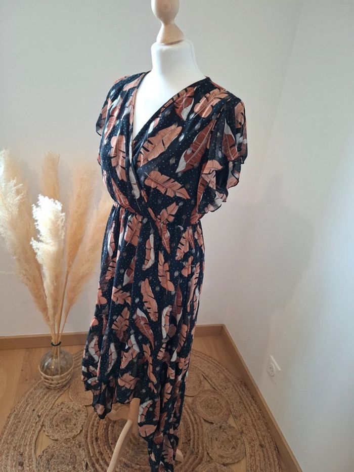 Robe longue noire asymétrique à motifs Papillone taille S 36 - photo numéro 9