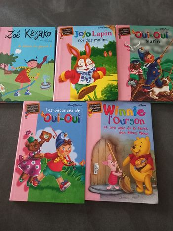 Lot 5 livres bibliotheque rose 6/8 ans winnie jojo lapin oui oui Zoé kézako