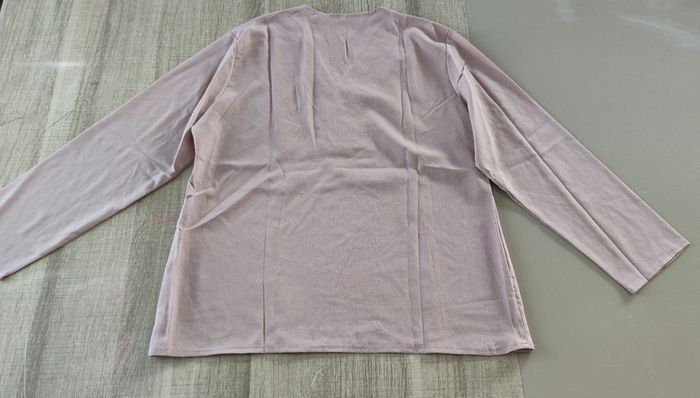 💜 Blouse ample Mauve Poudré - Encolure V Paillettes Argentées - T.XXL - photo numéro 5