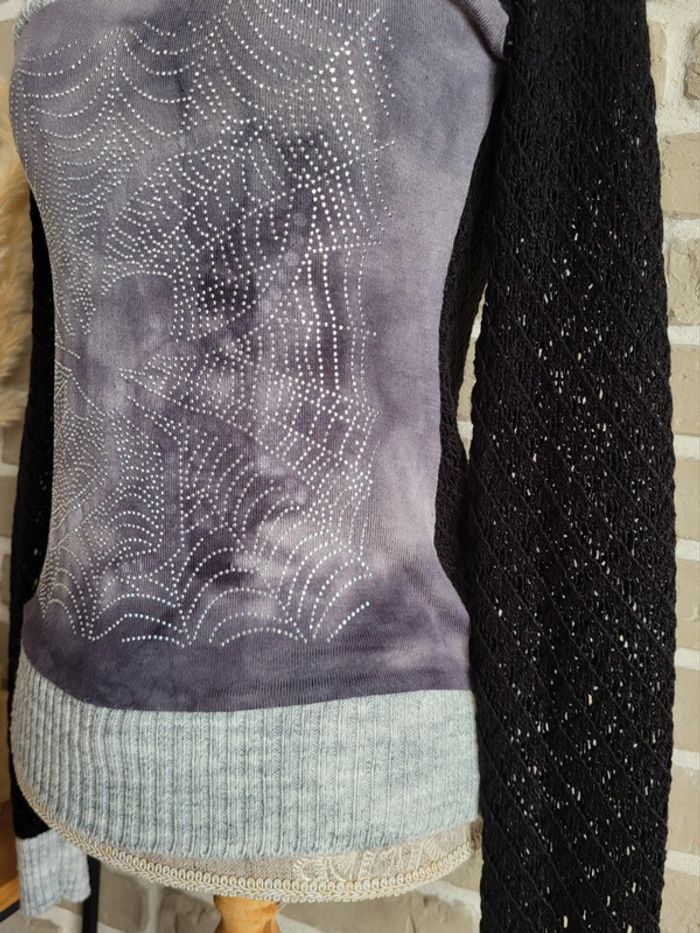 Pull vintage maille crochet et strass - photo numéro 13