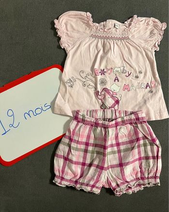 Ensemble Bloomer teeshirt 12 mois