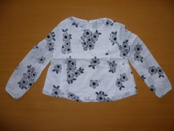 Tunique manches longues blanche fleurs noires