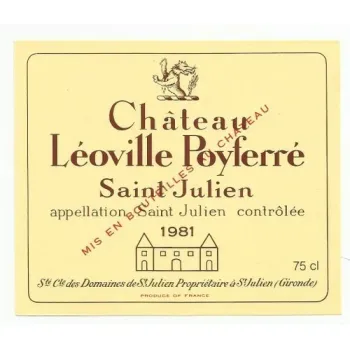 etiquette de vin chateau leoville poyferre saint julien 1981 neuf -