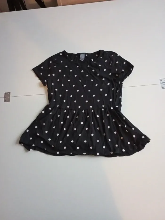 Tunique elos 156 162 à petit pois noir et blanc