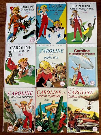 Lot de 9 livres Caroline bibliothèque rose anciens Pierre Probst vintage