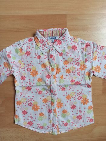 Chemise blanche fleurie Liberty Okaïdi 4 ans