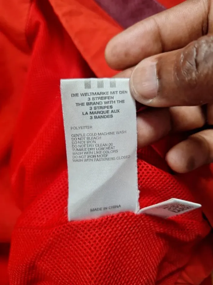 veste coupe vent imperméable a capuche adidas vintage/ homme - taille L / rouge full broderie (459) - photo numéro 13