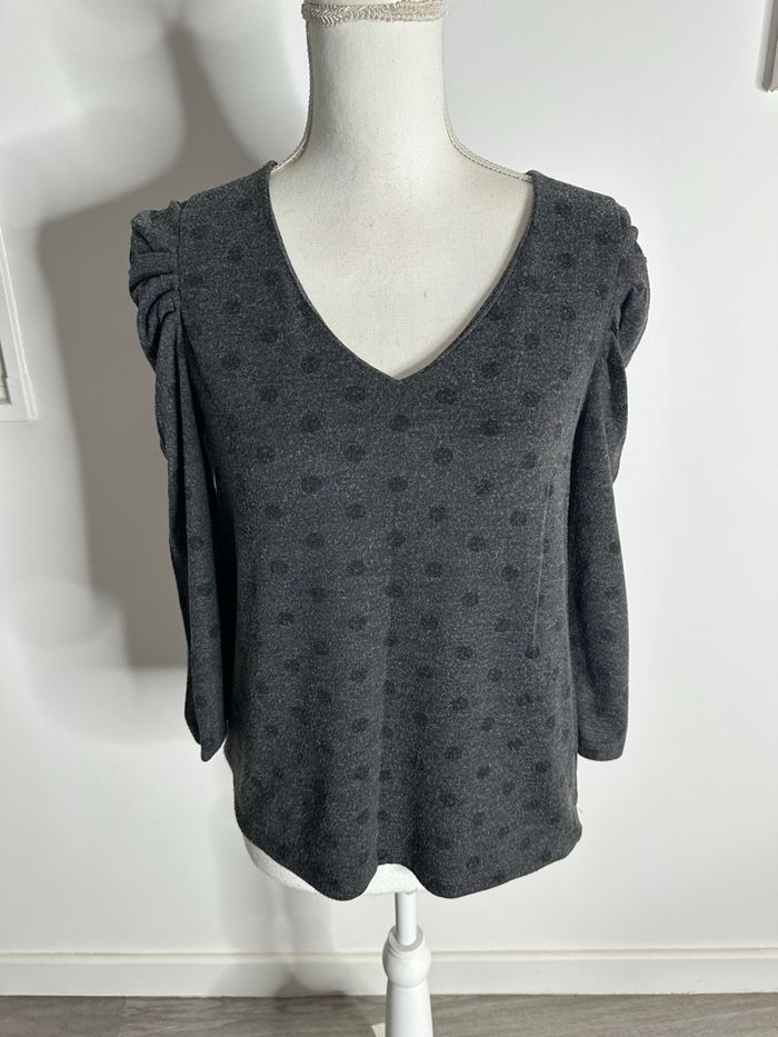Pull à pois gris et noir polka dot T38 M