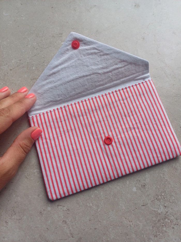 Petite pochette en coton rayée - photo numéro 3