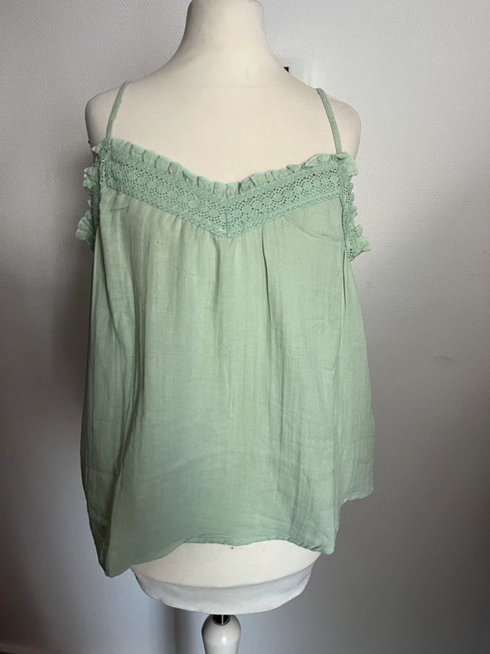 Top, débardeur vert d eau taille L 100 % coton