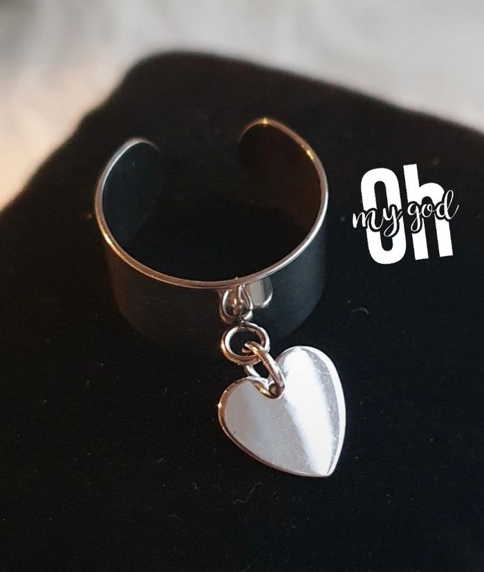 Bague réglable acier inoxydable coeur