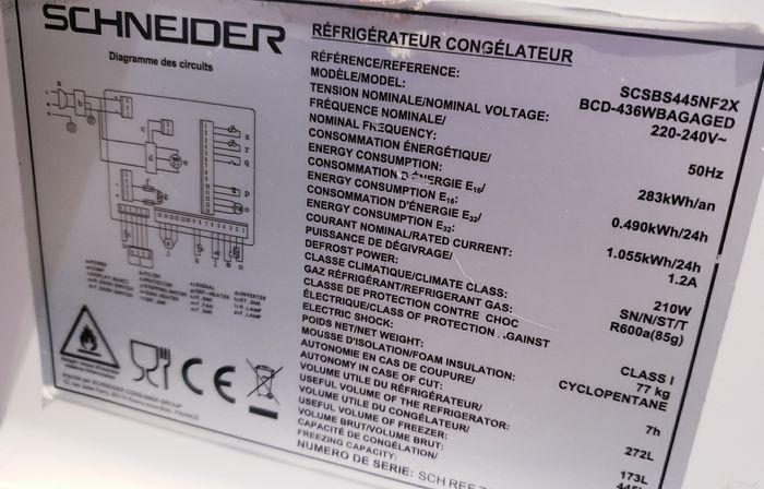 Schneider Réfrigérateur-Congélateur Américain 445 L - photo numéro 5