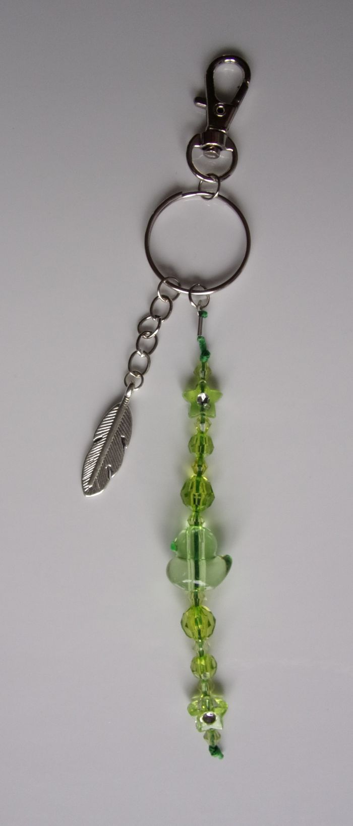 Porte clé ou Déco de sac à main canard Vert plume