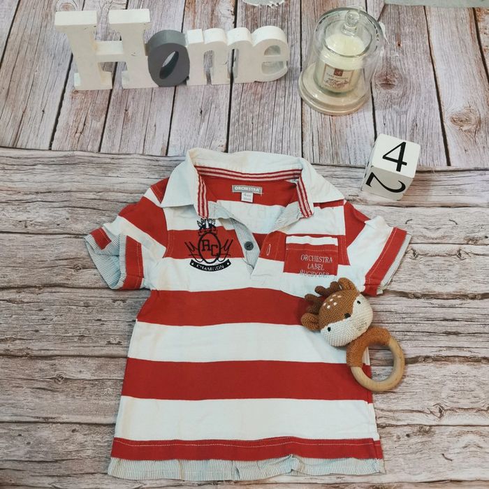 T shirt rouge et blanc orchestra 4ans