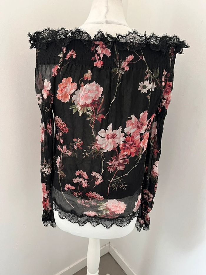 Blouse en soie noire à fleurs The Kooples S - photo numéro 5