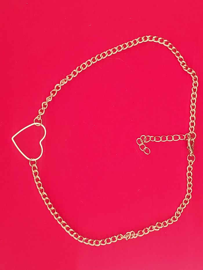 Collier a chaîne pendentif doré coeur - photo numéro 2