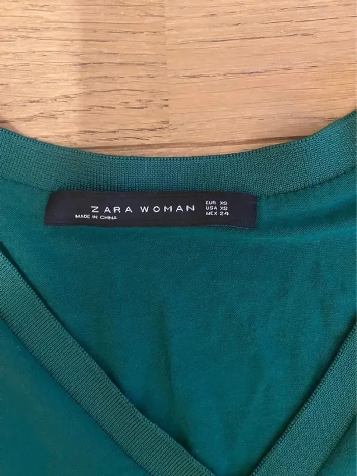Blouse oversize verte Zara taille XS - photo numéro 3