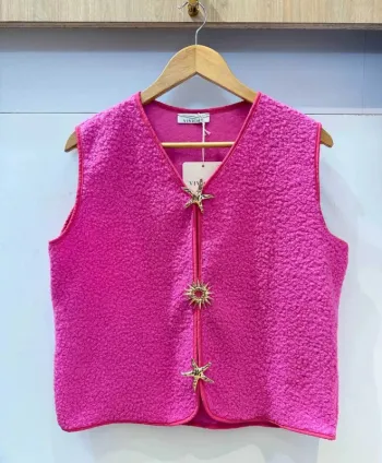 Veste sans manches femme top femme fushia taile 38 taille 40 neuf gilet top