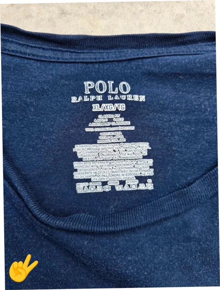 T-shirt Ralph Lauren XL coupe col rond bleu Homme Men tee12b - photo numéro 3