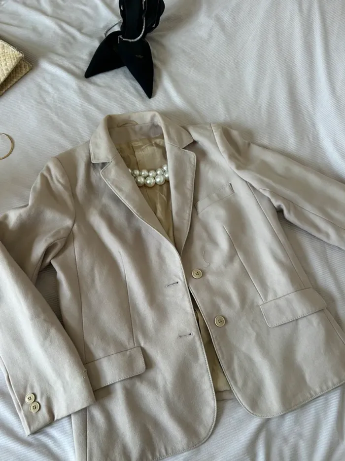 Blazer beige contrôle woolmark taille m