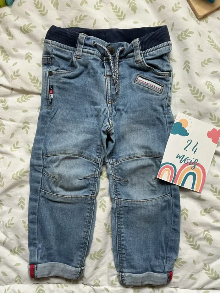 jean bleu lien de serrage lulu castagnette 24 mois - photo numéro 2