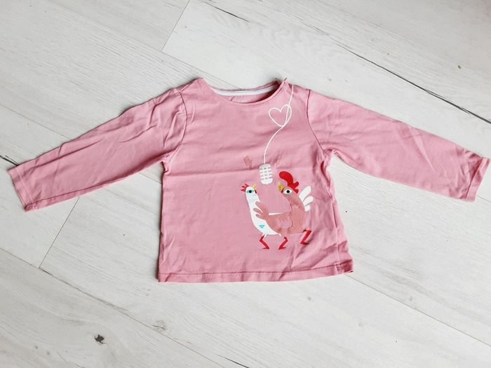 Vêtement bébé fille tee-shirt manches longues Obaïbi rose Zanimo music oiseaux 23 mois 2 ans