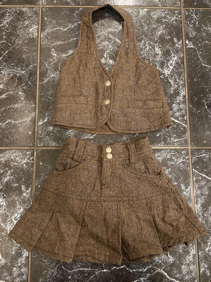 Ensemble jupe et gilet de costume en laine