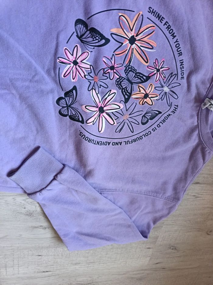 Pull sweat fille 14 ans violet parme papillon tbe - photo numéro 6