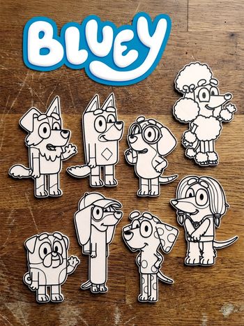 Kit de coloriage Bluey. Plaques en relief à peindre 