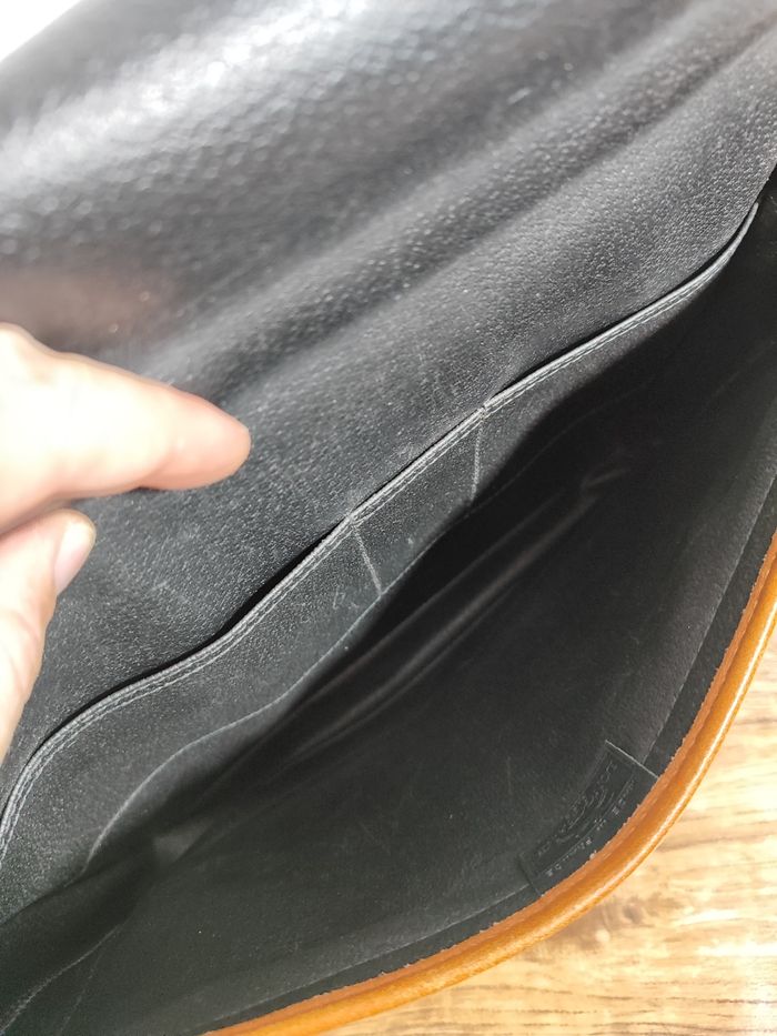 Malette porte document Longchamp vintage en cuir noir et marron - photo numéro 9