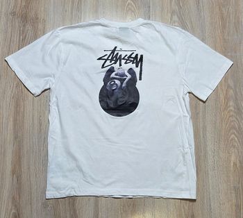 T-shirt Stüssy homme blanc taille M logo poitrine + grand print dos