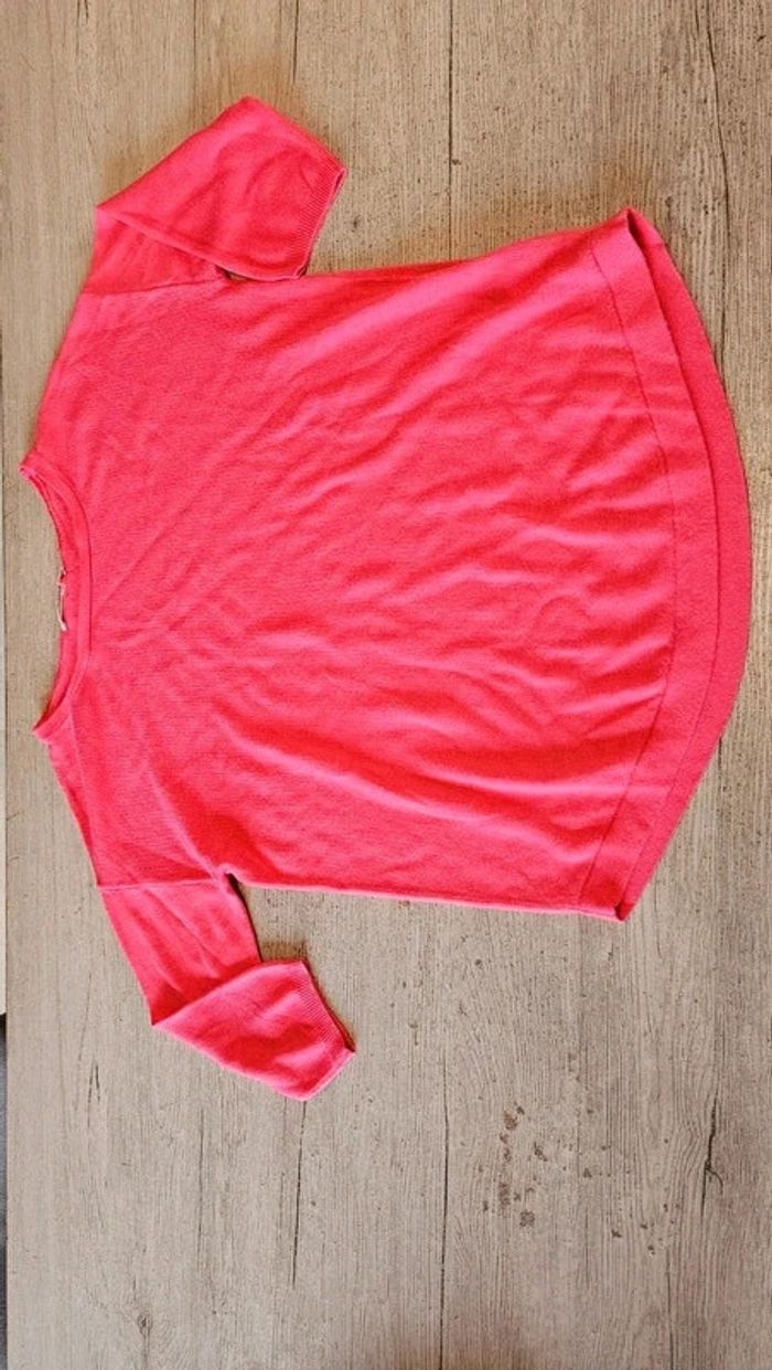 Pull léger rose fushia, à manches courtes, Camaïeu, T 1 36/38 - photo numéro 3
