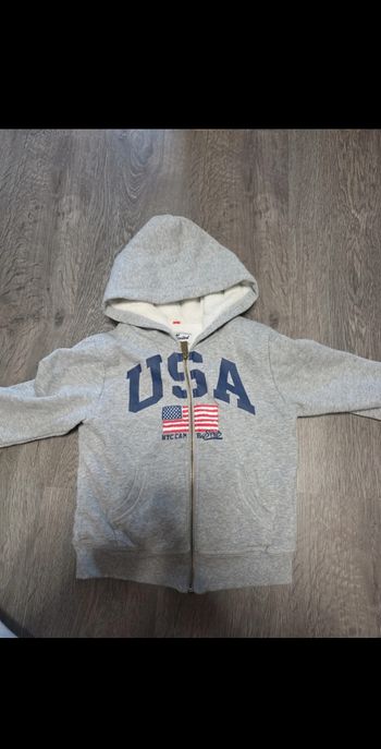 Sweat à capuche zippé gris - Style USA - Enfant