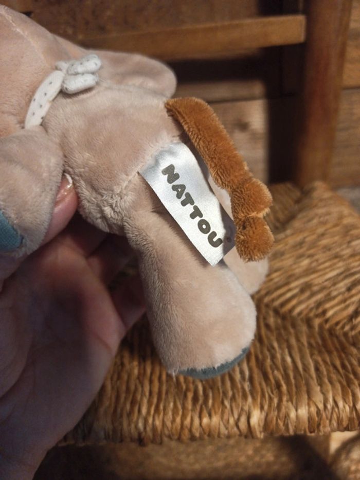 Peluche éléphant Nattou hochet tbe - photo numéro 4
