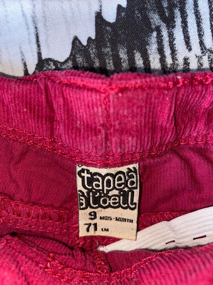 Ensemble t-shirt et short en velours, taille 9 mois, marque Vertbaudet et Tape à l’œil. - photo numéro 4